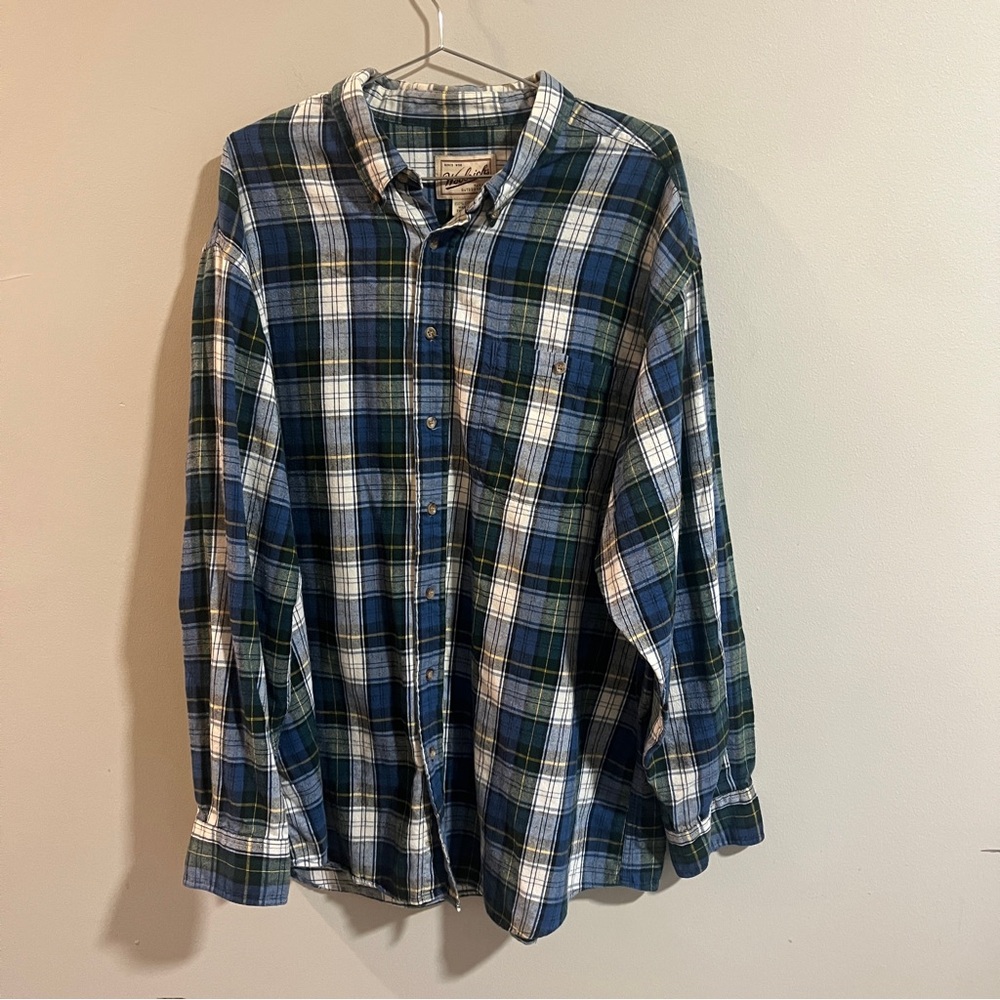 Woolrich Flannel Shirt XL Gray Red Plaid Button Down Cotton Pocket